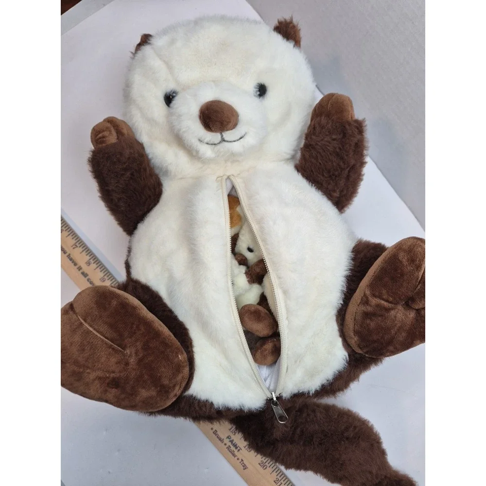 Vintage Sea Otter Plush with 3 Baby Pups Zipper Belly Stuffed Animal‎ Toy 16
